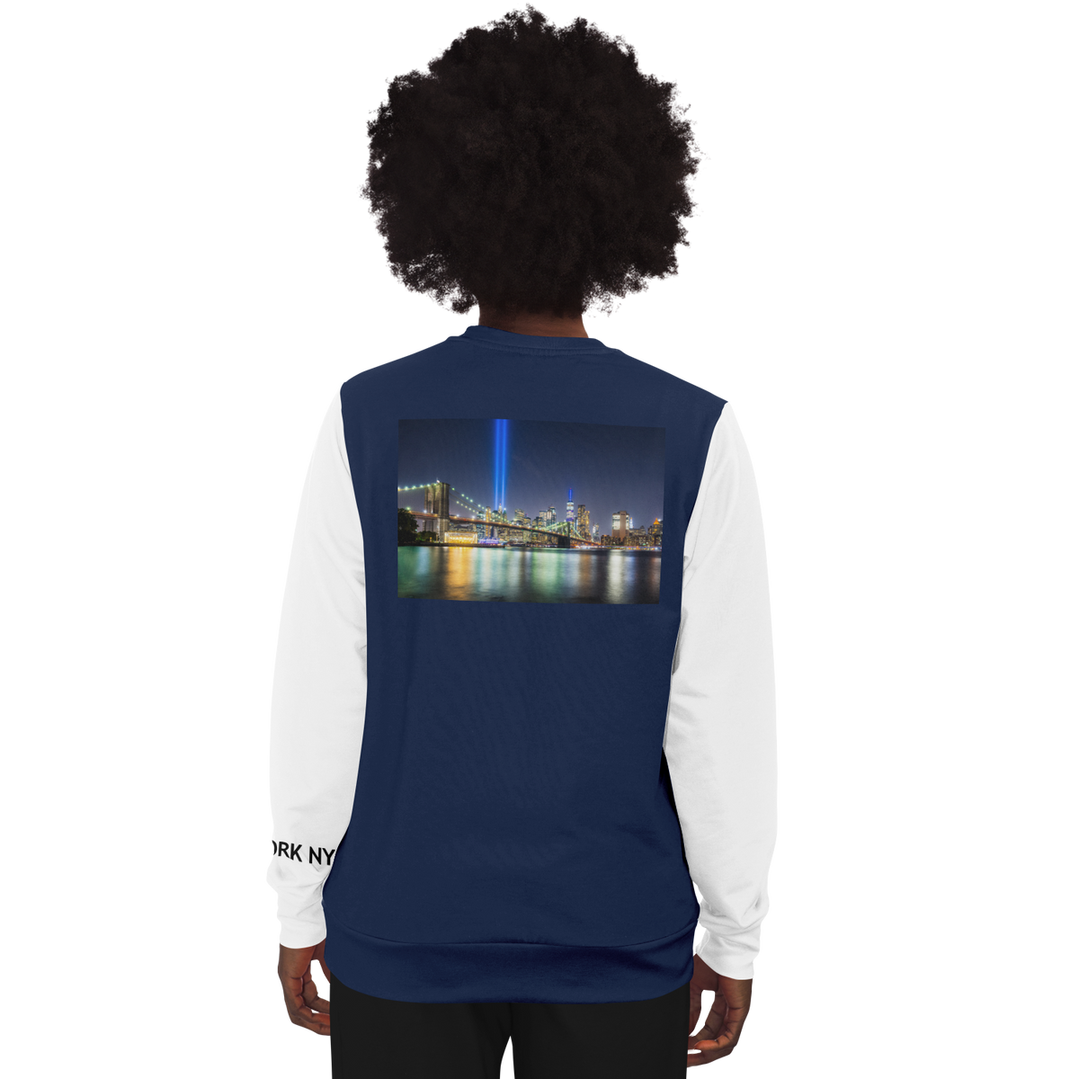 New York Navy Blue White Long Sleeve Shirt LIGHTS