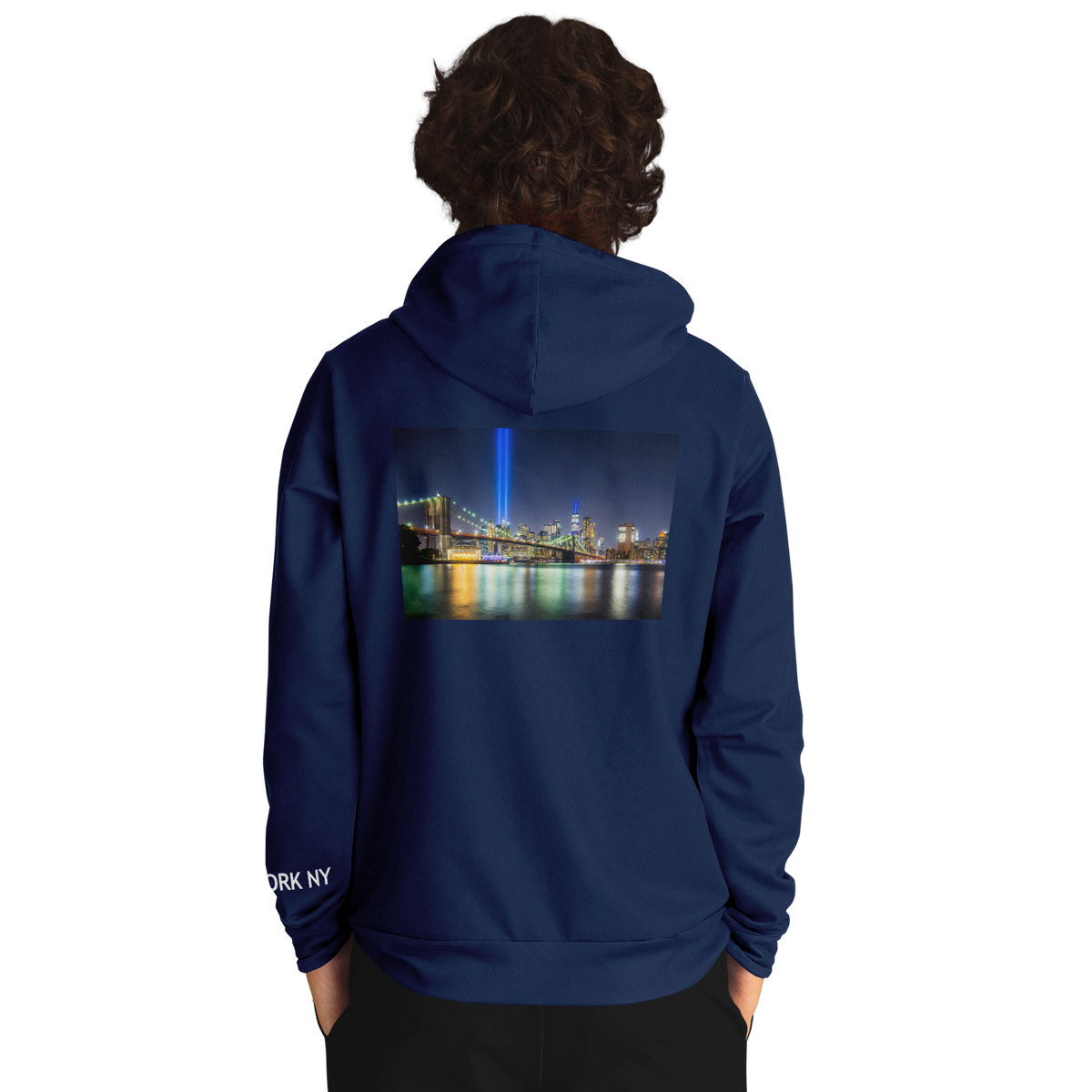 New York Navy Blue Hoodie Lights