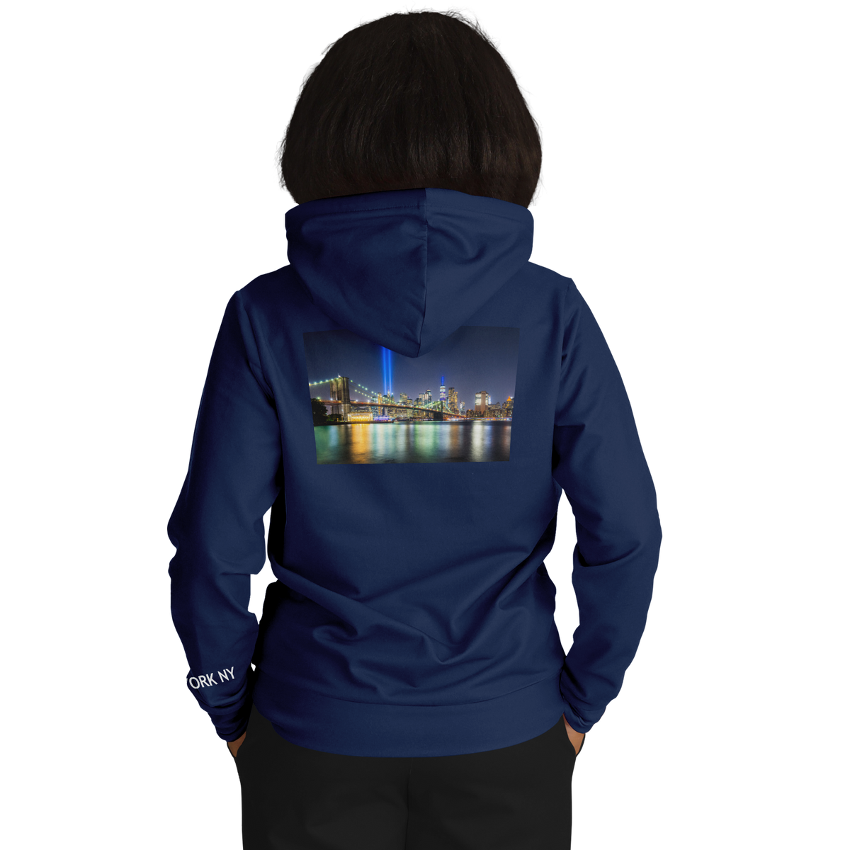 New York Navy Blue Hoodie Lights