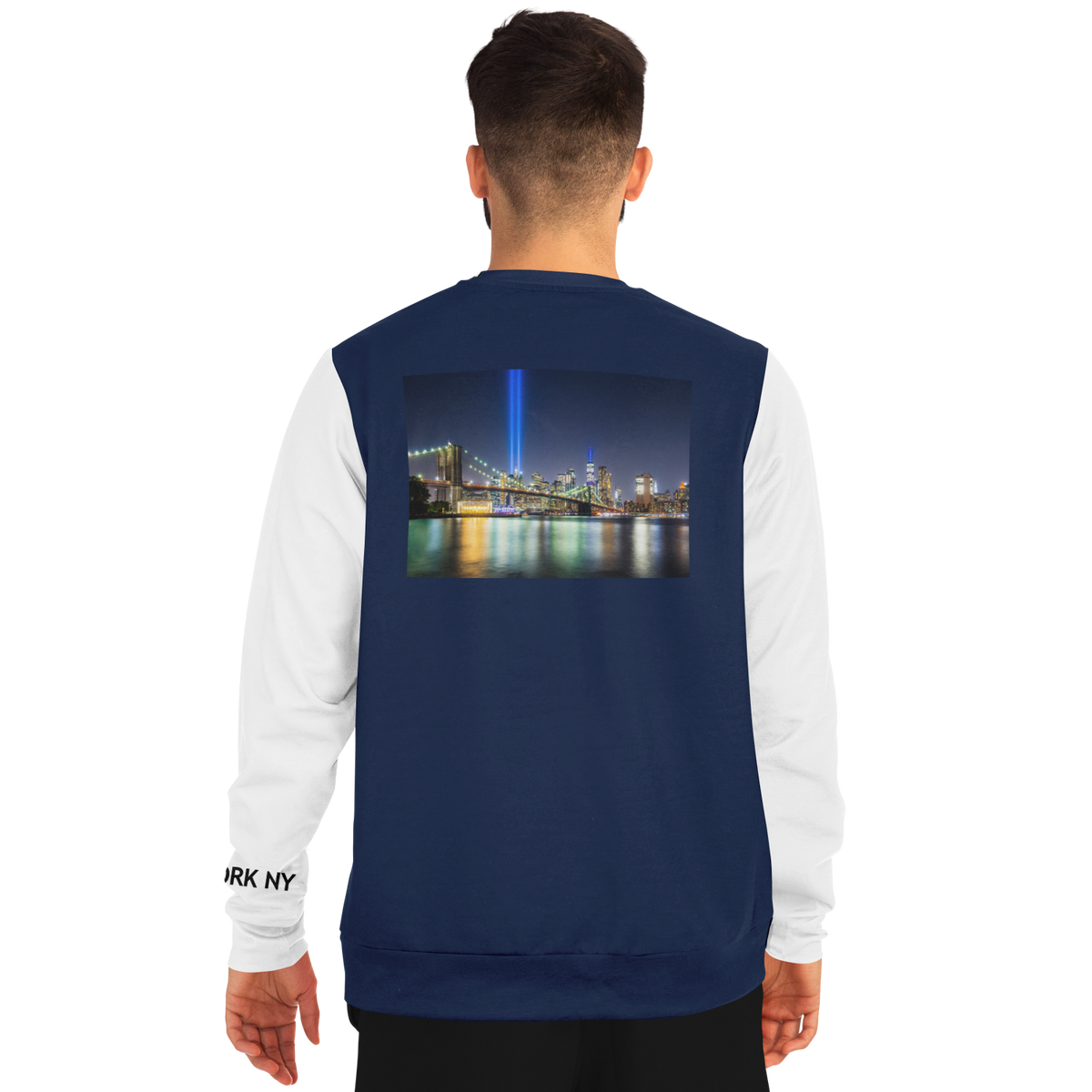 New York Navy Blue White Long Sleeve Shirt LIGHTS