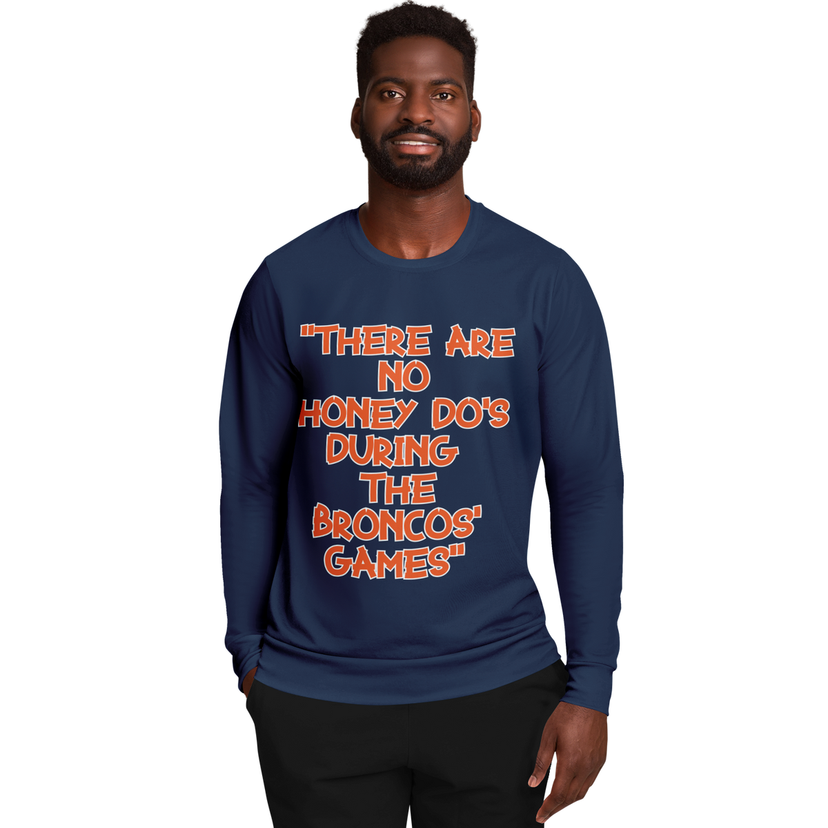 Honey Do's Navy Blue Orange Long Sleeve Shirt