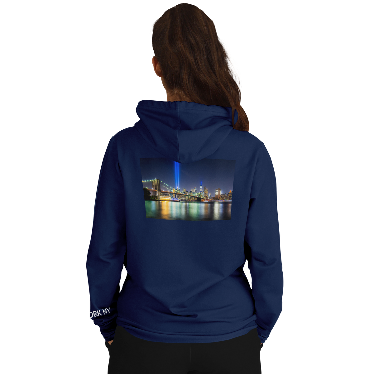 New York Navy Blue Hoodie Lights