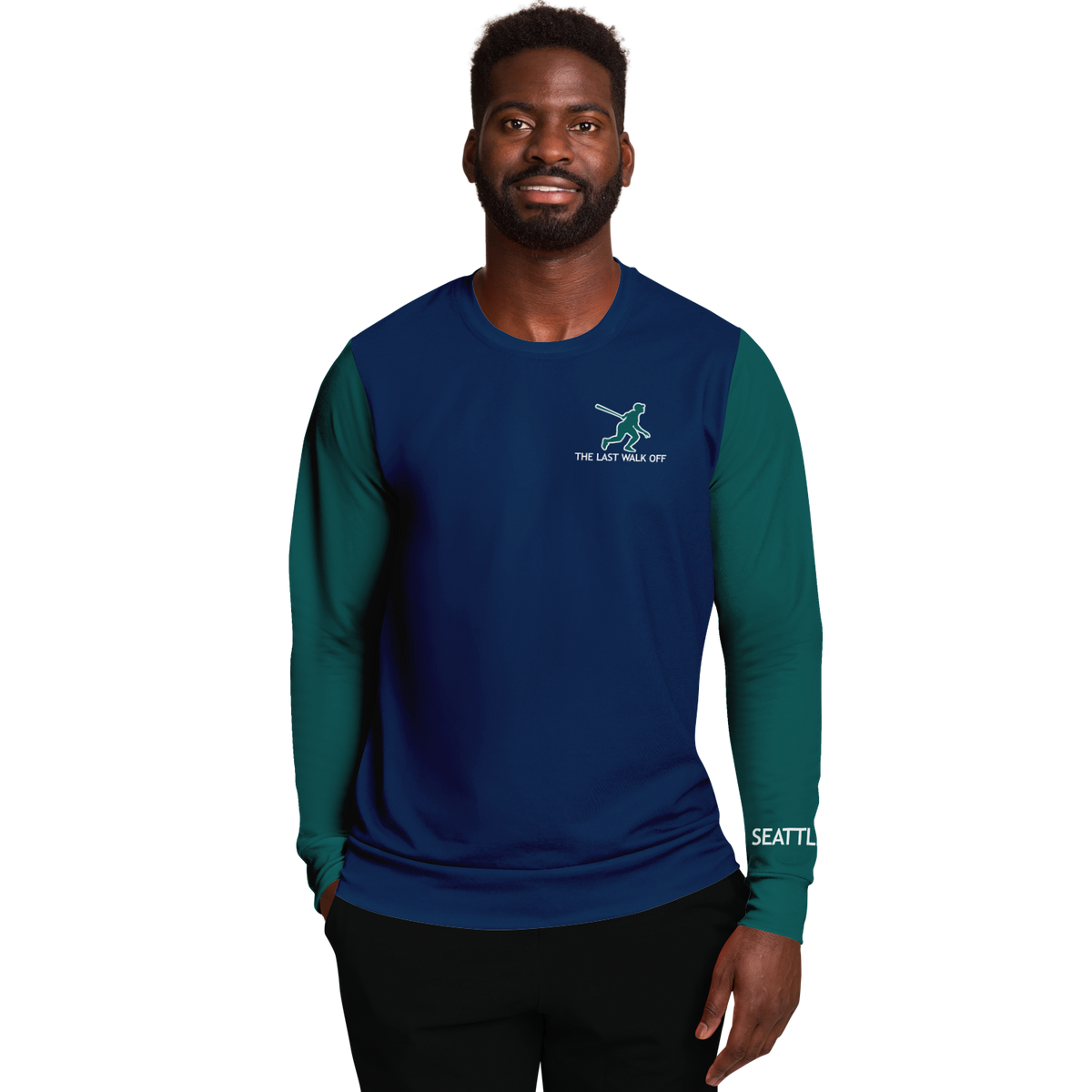 Seattle Navy Blue Green Long Sleeve Shirt